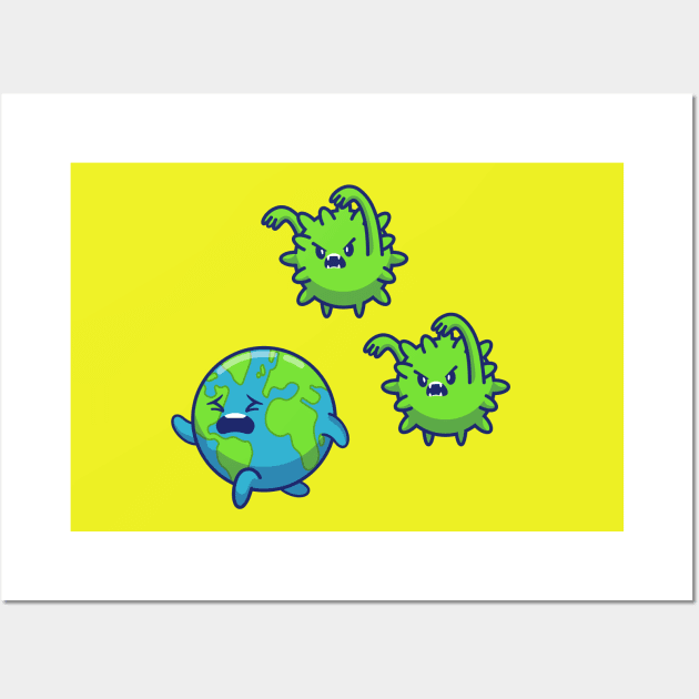 World Scare Corona Virus Cartoon Wall Art by Catalyst Labs